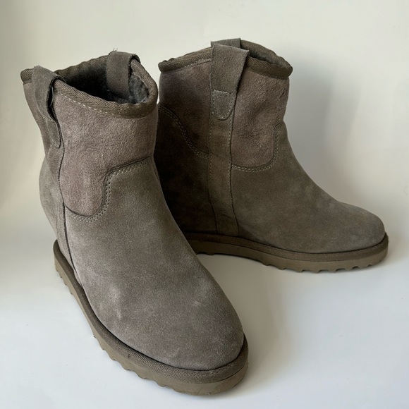 Ash shearling boots wedge 7.5 EU 38 suede - Picture 1 of 6